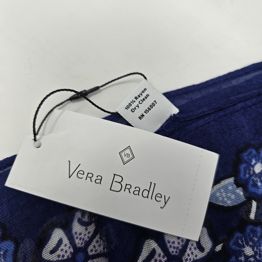 NWT VERA BRADLEY SOFT FRINGE SCARF NAVY BLUE TROPICS TAPESTRY WRAP SHAWL WOMEN - Picture 8 of 10
